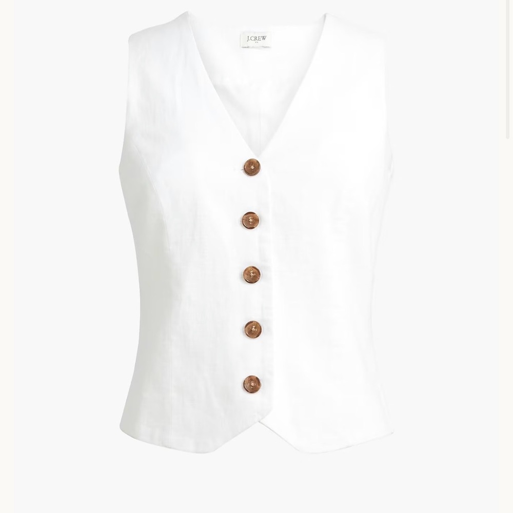 J. Crew Factory White Button-front linen-blend vest